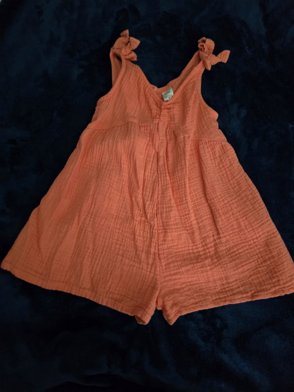 Carter's Coral-Orange Gauze Romper with Tie-Strap Shoulders